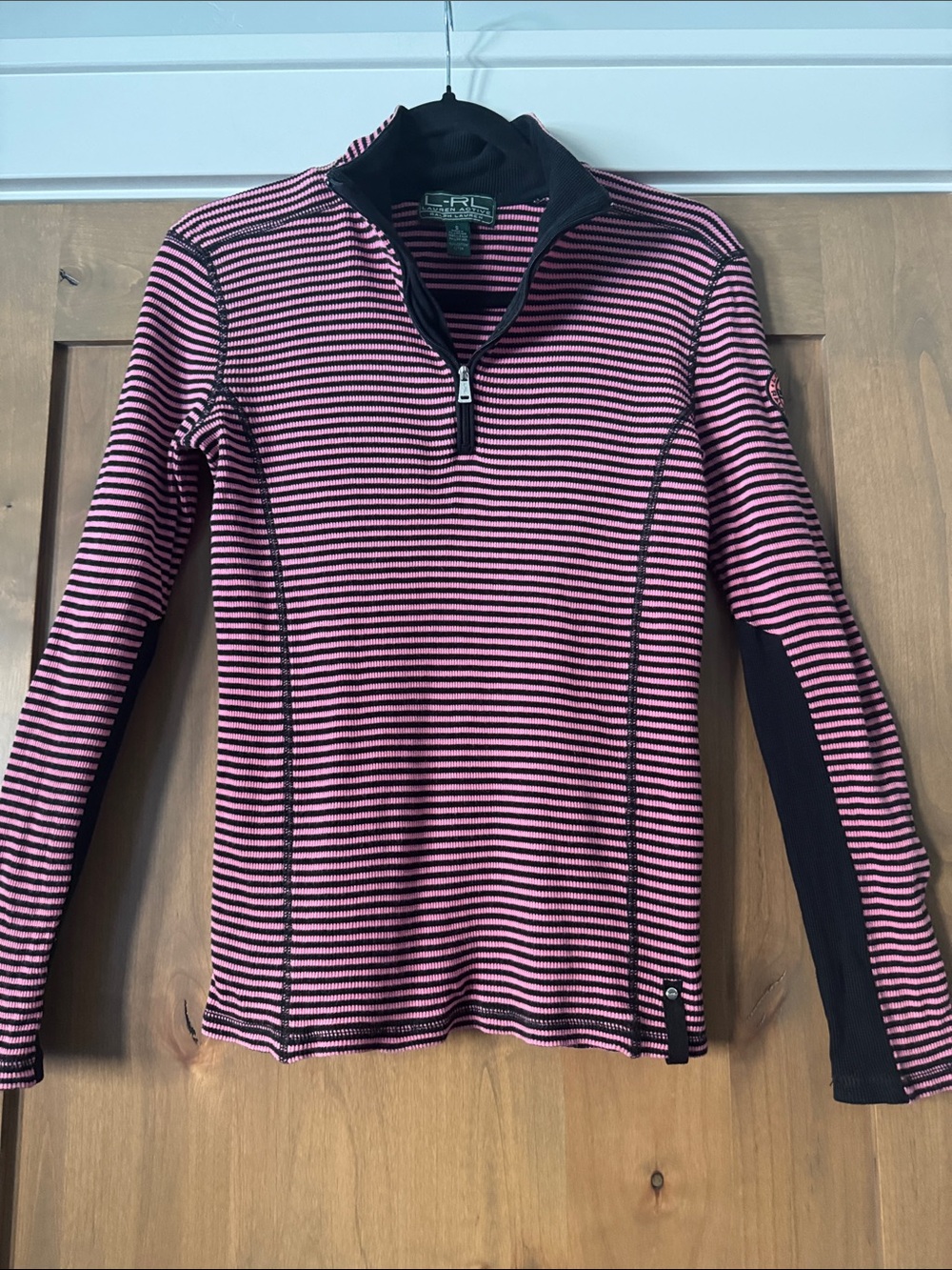 Lauren Ralph Lauren Active Mock neck 1/4 zip Top sport shirt Womens S Stripe Y2K
